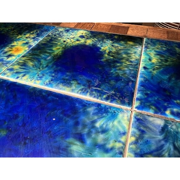 Exquisite  Georges Briard Mid-Century Modern Teak and Cobalt Blue Mosaic - Picture 9 of 14